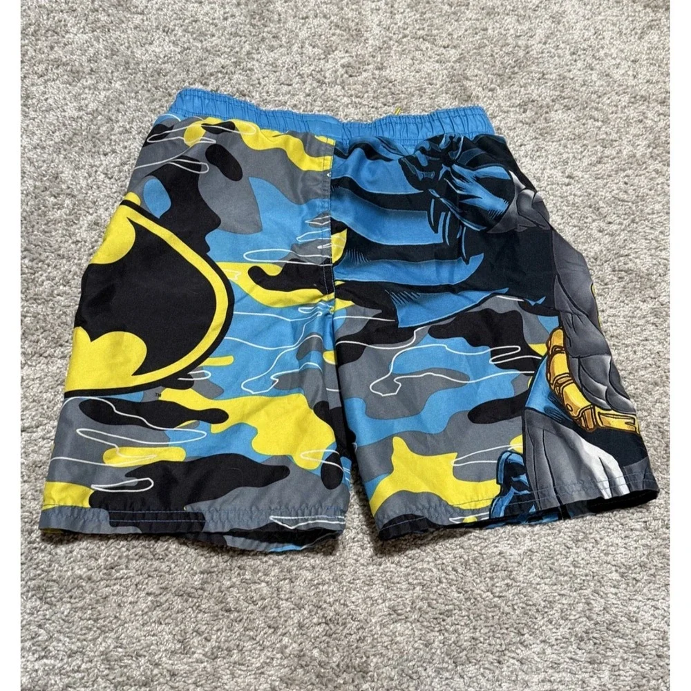Batman‎ Fighting Blue Black Yellow Swim Suit Trunk Swimsuit Shorts Boys Size 6/7